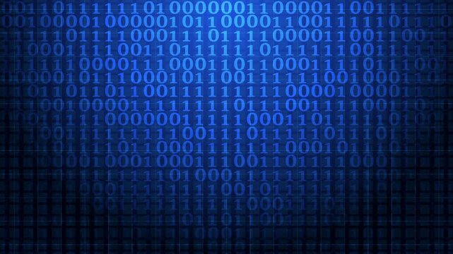 Digital binary data and streaming binary code background.A stream of binary matrix code on the screen. numbers of the computer matrix.Big and small binary number spheres, computer generated.
