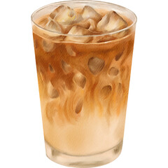 Watercolor Illustration of Iced Coffee