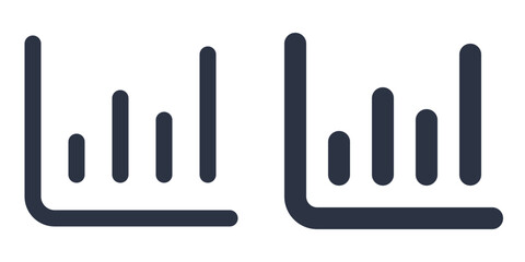 Vertical Bar Chart simple icons set designed in filled, outline, line and stroke style