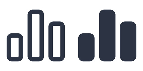 Histogram simple icons set designed in filled, outline, line and stroke style