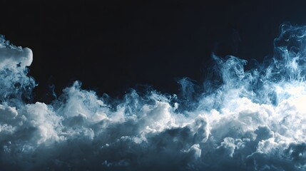 Dark foggy clouds in dramatic night atmosphere.