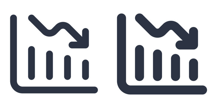 Decline Chart simple icons set designed in filled, outline, line and stroke style