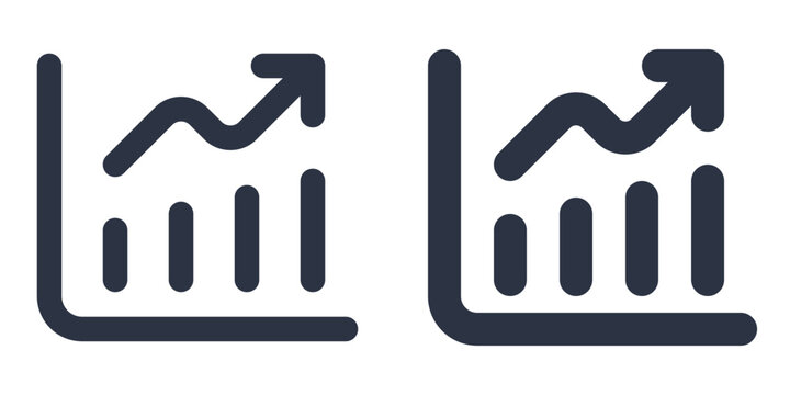 Growth Chart simple icons set designed in filled, outline, line and stroke style