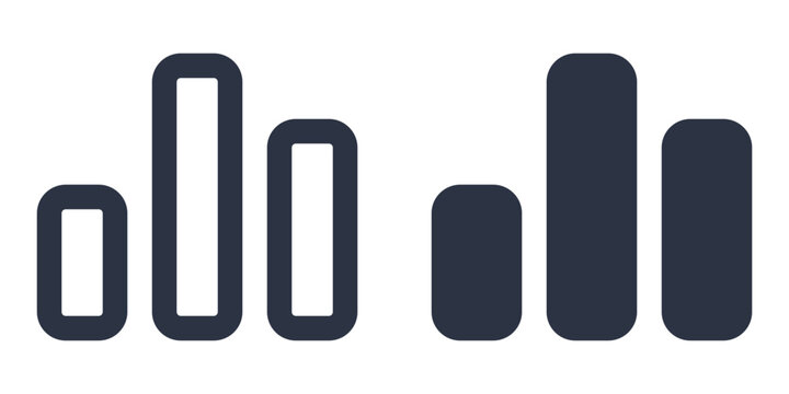 Histogram simple icons set designed in filled, outline, line and stroke style
