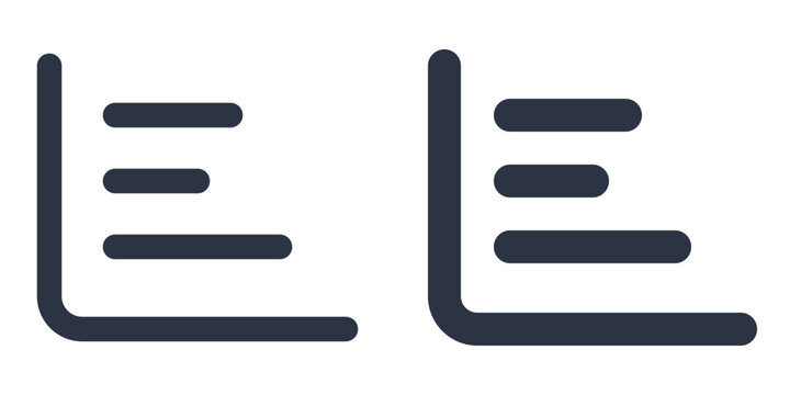 Horizontal Bar Chart simple icons set designed in filled, outline, line and stroke style