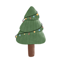 Christmas Tree with Ornaments and Lights