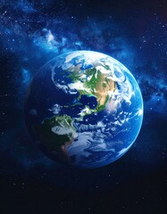 Fototapeta premium Earth in space, vibrant colors, detailed continents