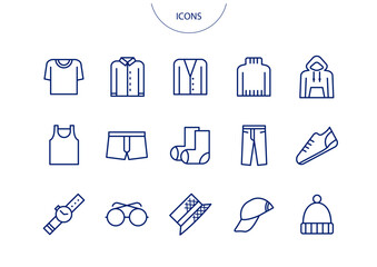 メンズファッション　アイコン ピクトグラム　ベクター イラスト　セット