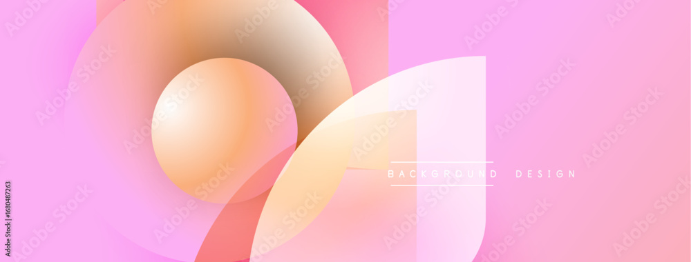 Poster abstract pink background features overlapping circles, gradients. soft hues create modern, elegant v