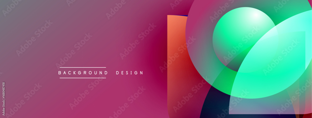 Aufkleber abstract vibrant design features overlapping circles, gradients. pink background with text backgroun