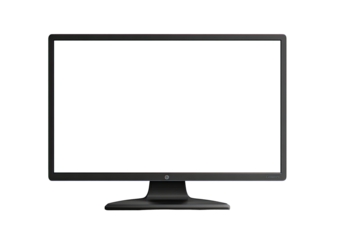 Flat black computer monitor, blank screen