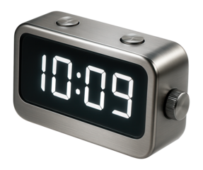 Metallic desk clock with digital display