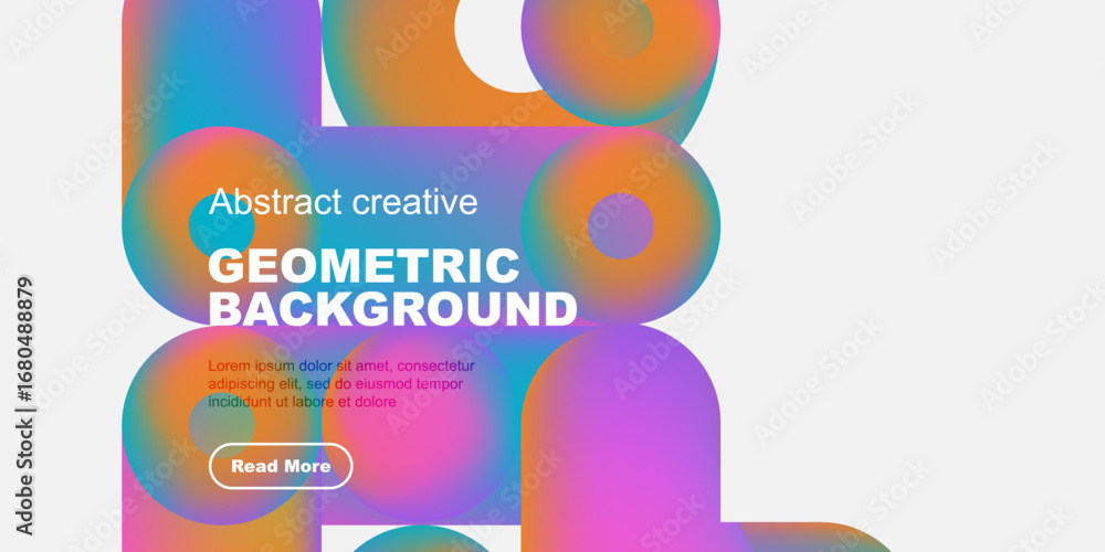 Aufkleber vibrant abstract shapes overlap, creating colorful geometric background. text promotes further readi