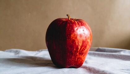 Red apple on light cloth