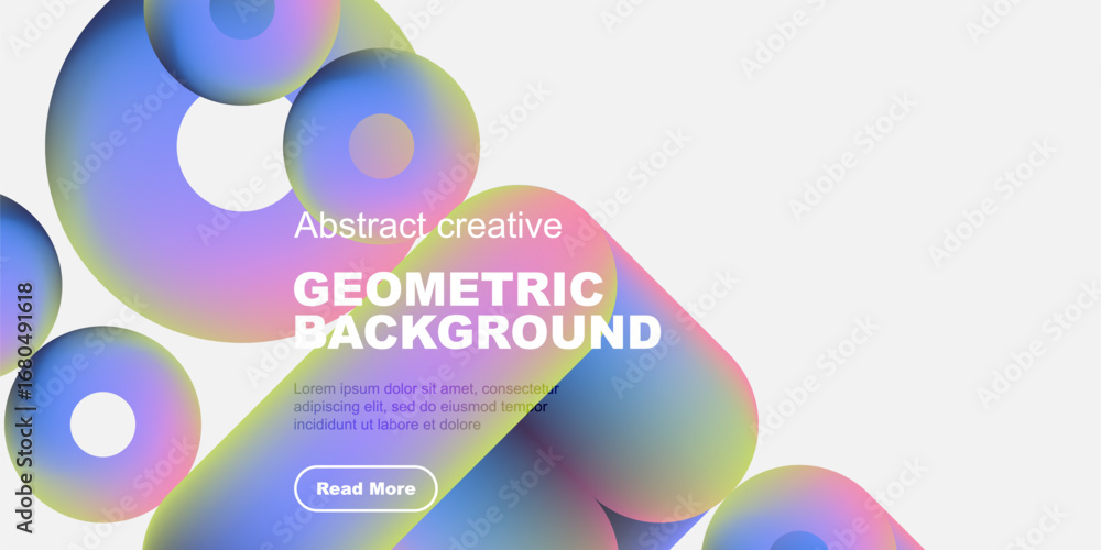 Aufkleber abstract colorful shapes overlap black space. text promotes geometric background design, includes re