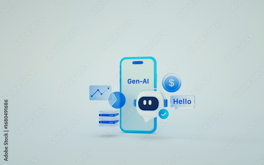 Poster chatbot concept with hello. assistant, natural language processing, nlp, small language model, slm, 