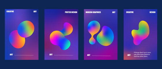 Gradient Abstract Cover Designs – Modern Vibrant Gradient Background Templates with Colorful Futuristic Shapes, vector Illustration.