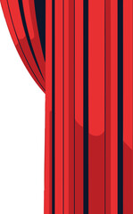 Rich red velvet curtains parting to reveal a bright empty stage | vector illustration 
