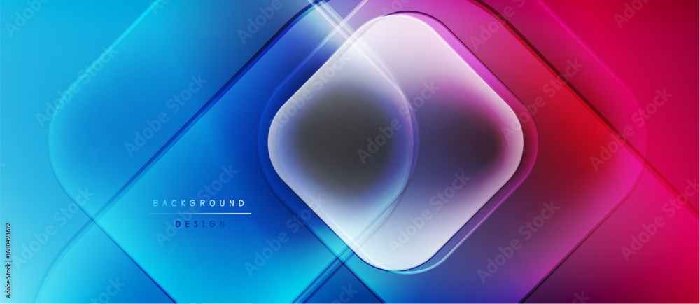 Poster abstract geometric design. vivid blue, pink gradients create layered shapes. modern, dynamic backgro