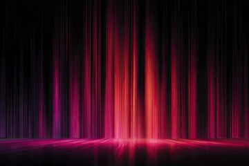 Abstract vertical streaks of vibrant pink and red light on a black background