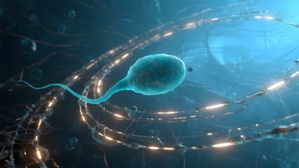 Sperm Cell Navigating Through a Complex Network