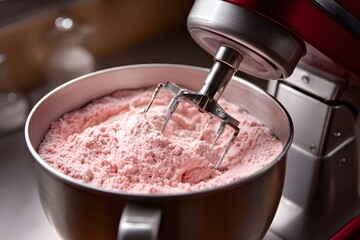 Mix with ease using a dusted-rose batter mixer, featuring planetary mixing action.