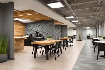 Discover the collaborative coworking area, designed with communal tables and modern amenities.