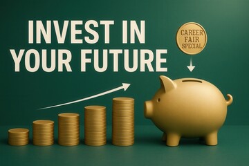 Invest in YOUR FUTURE with a CAREER FAIR SPECIAL offer, modern glossy style, compelling retail promotion for career development.