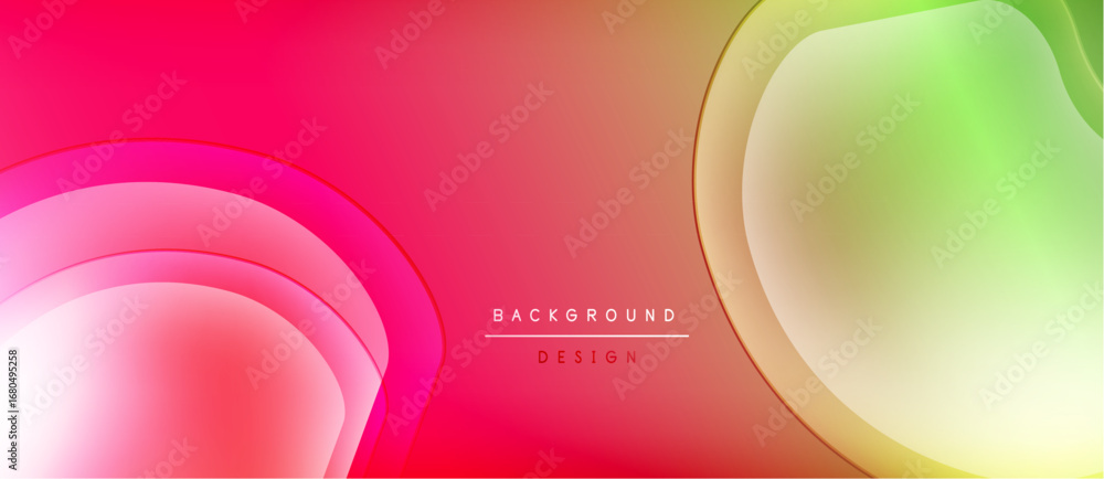 Poster abstract gradient background. pink, orange, green hues blend smoothly. overlapping circular layers c