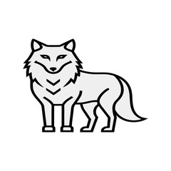 Geometric wolf standing proudly isolated on white background