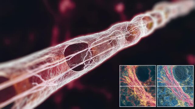 Visual of scaffold expansion controlled by interventional device within artery accompanied by defocused OCT crosssectional images enhancing visualization of vessel recovery.