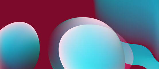 Abstract shapes, vibrant colors blend. Turquoise, magenta create smooth gradients, modern aesthetic. Minimalist design, fluid forms dominate composition.