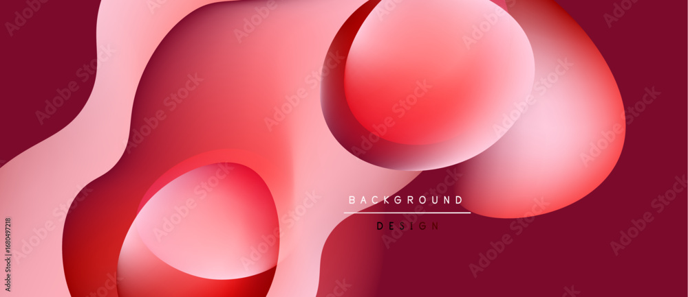 Aufkleber abstract fluid shapes, red hues, layered design. modern background with gradient effect, smooth curv