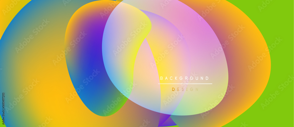 Poster vibrant overlapping circles create colorful abstract background. bright gradients blend, forming dyn