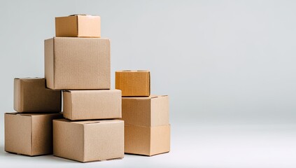 Obraz premium Stacked cardboard boxes against a plain background