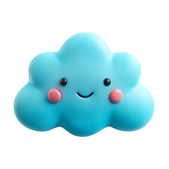 Adorable blue cloud character with smiling face isolated for your projects transparent background