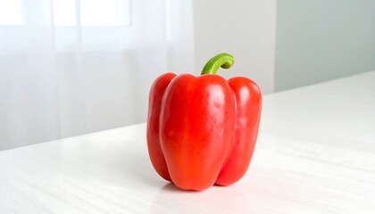 Red bell pepper on white table
