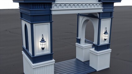 Architectural Archway with Illuminated Lanterns