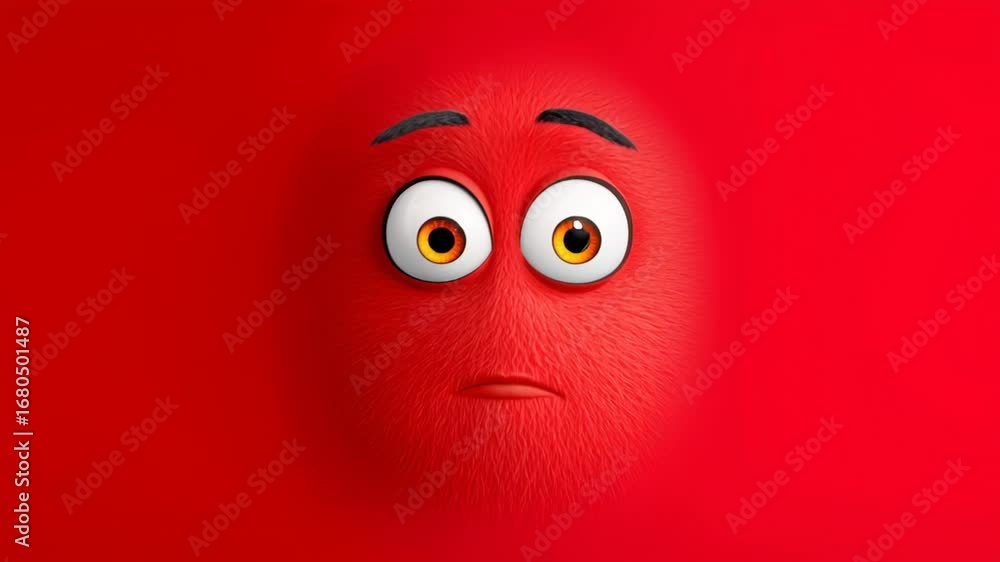 Aufkleber animated red character transitions through expressions of surprise and confusion, showcasing a dynam