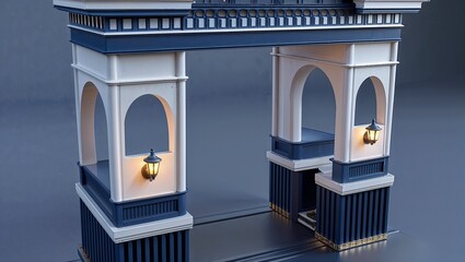 Architectural Model with Illuminated Lanterns
