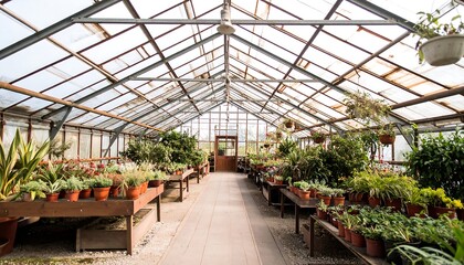 Greenhouse interior with plants