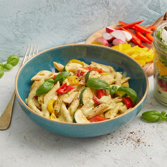 Salad bowl with vegetable pasta