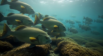Fototapeta premium School of Fish Over Coral Reef.