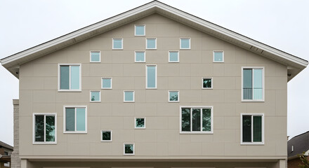 A house with windows that create a pattern on the exterior