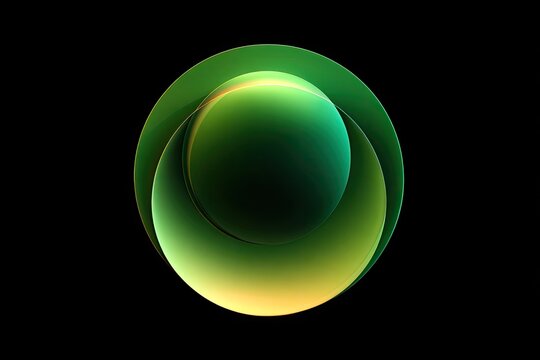 Abstract, layered green sphere on black