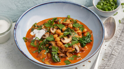 Chickpea stew with spinach