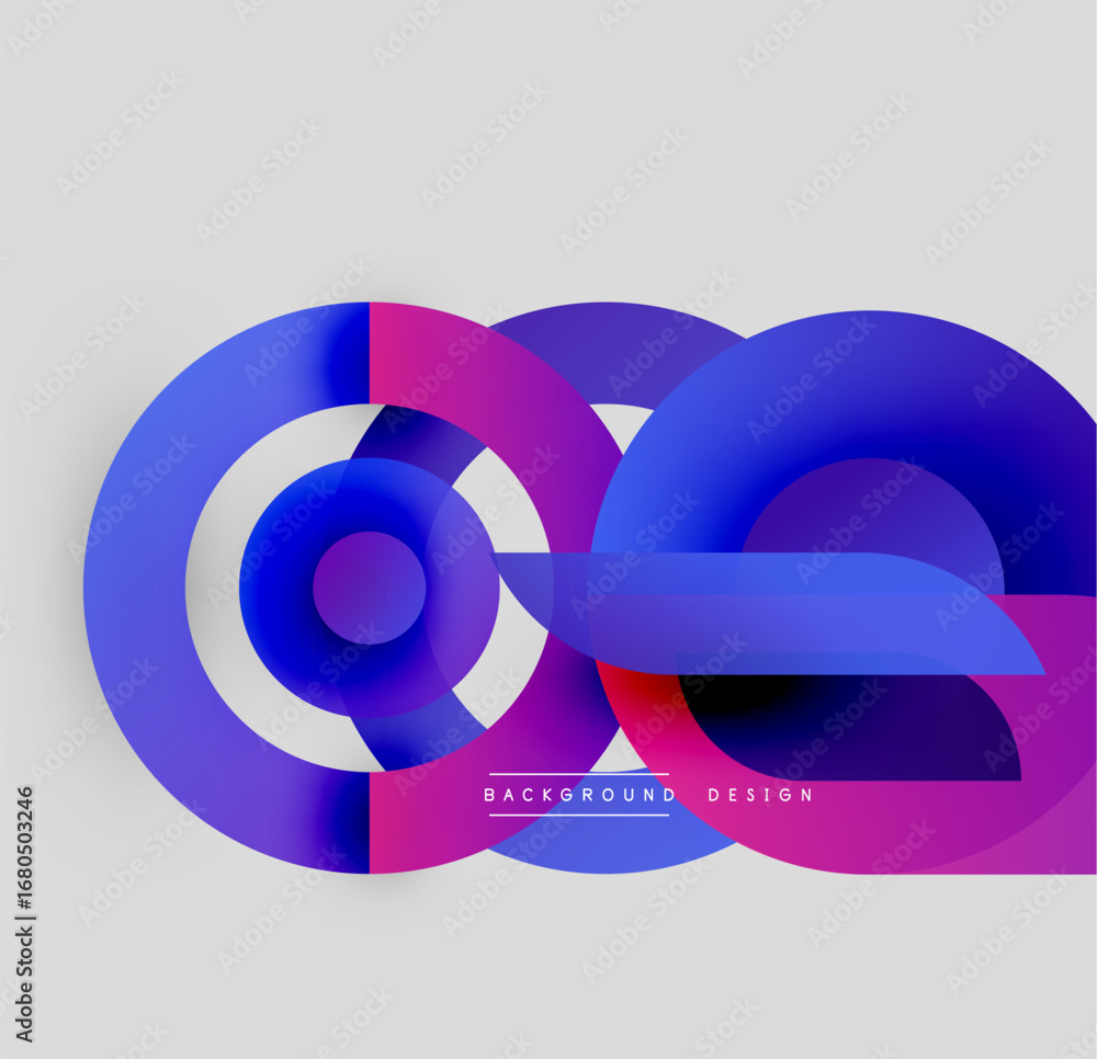 Poster abstract colorful design. overlapping circles, squares create dynamic composition. gradient shades, 