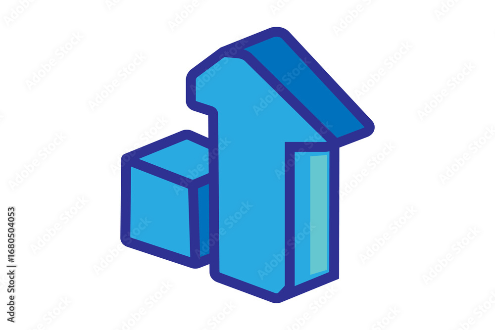 Poster the image shows a 3d geometric illustration in blue tones. it consists of a large number 