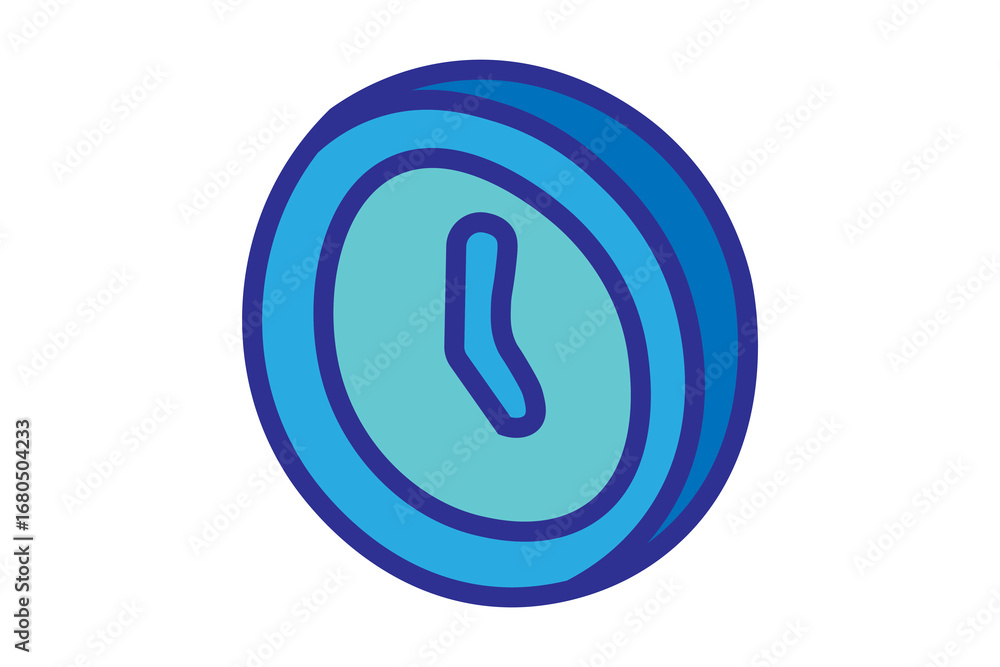 Poster the image shows a 3d clock icon in blue tones. the clock is circular with a thick border, shaded in 