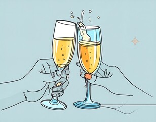 Champagne flutes clinking, celebration